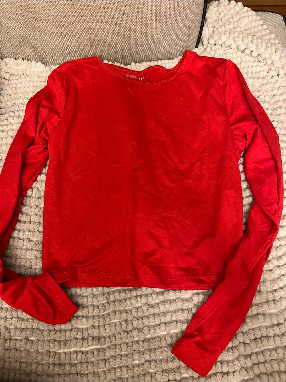 SHEIN Red Long Sleeve Crewneck Top
